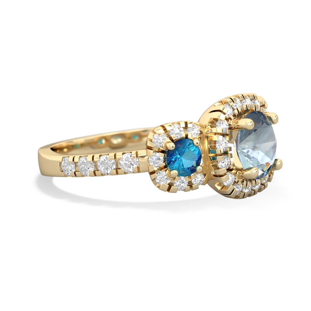 Aquamarine Regal Halo 14K Yellow Gold ring R5350