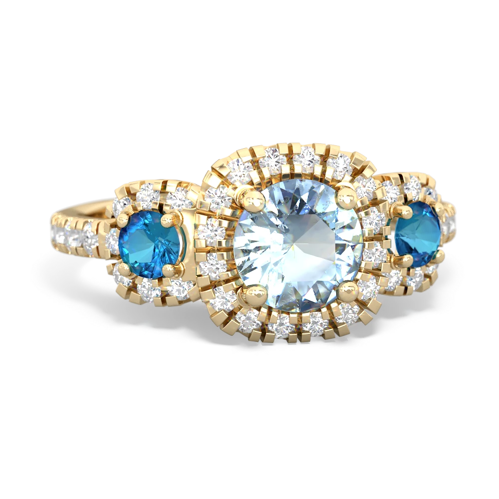 Aquamarine Regal Halo 14K Yellow Gold ring R5350