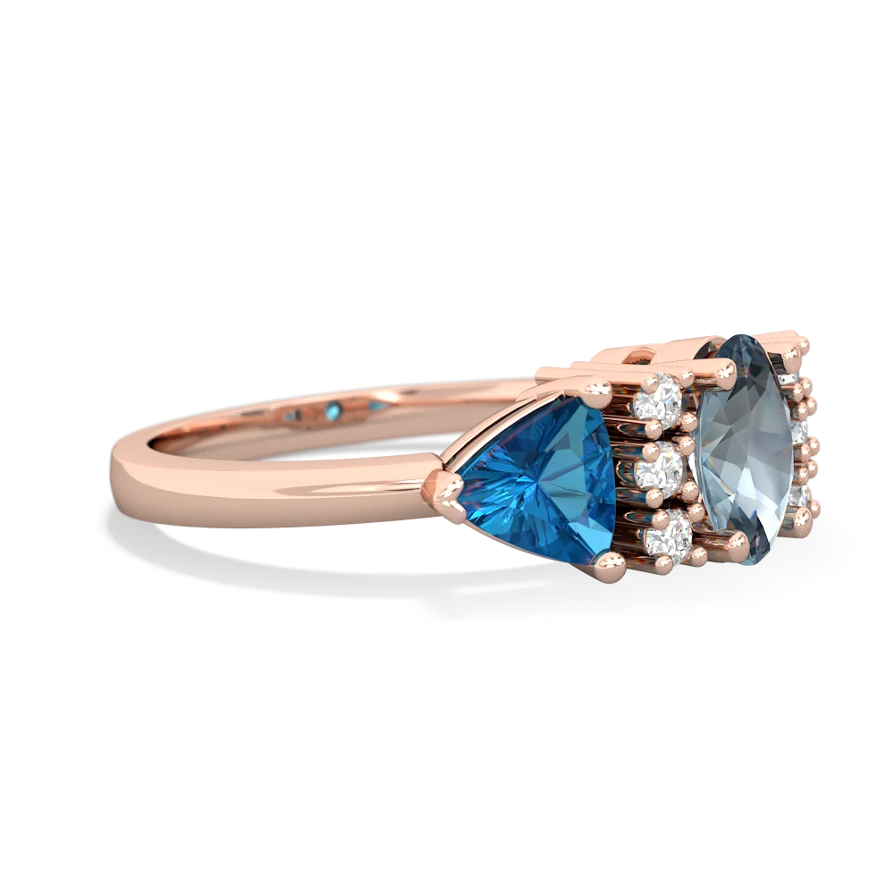 Aquamarine Antique Style Three Stone 14K Rose Gold ring R2186