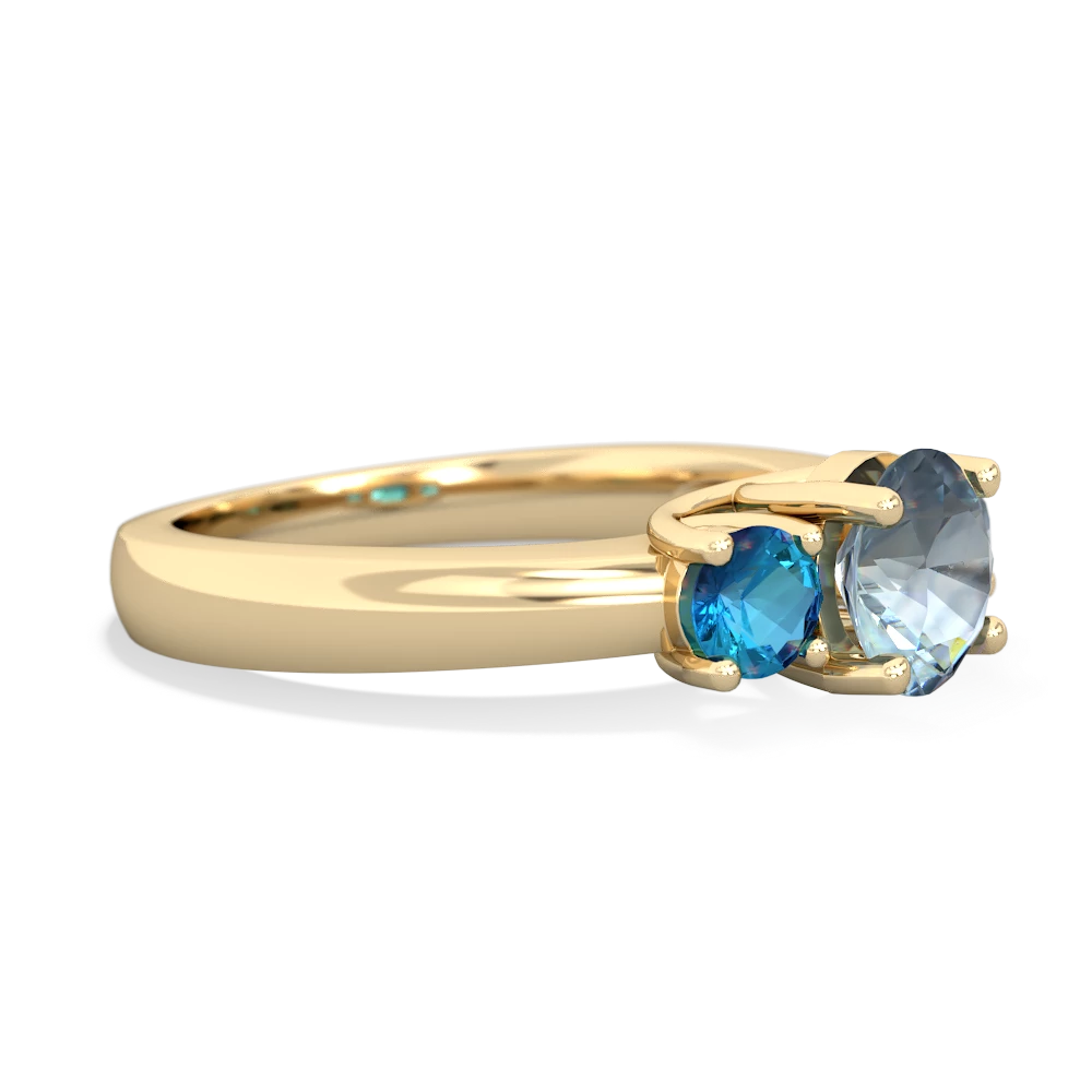 Aquamarine Three Stone Round Trellis 14K Yellow Gold ring R4018