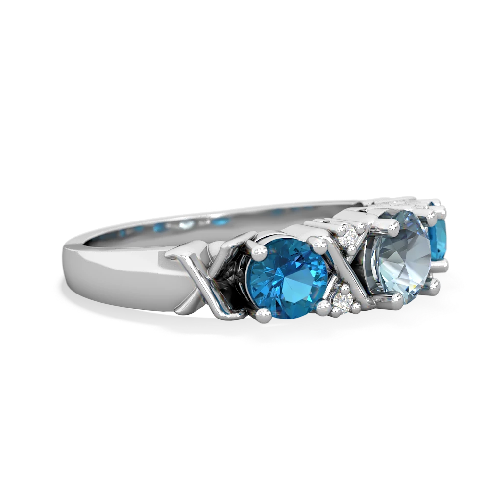 Aquamarine Hugs And Kisses 14K White Gold ring R5016