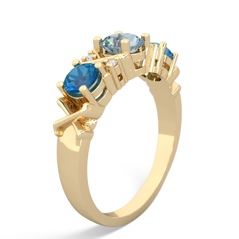 Aquamarine Hugs And Kisses 14K Yellow Gold ring R5016