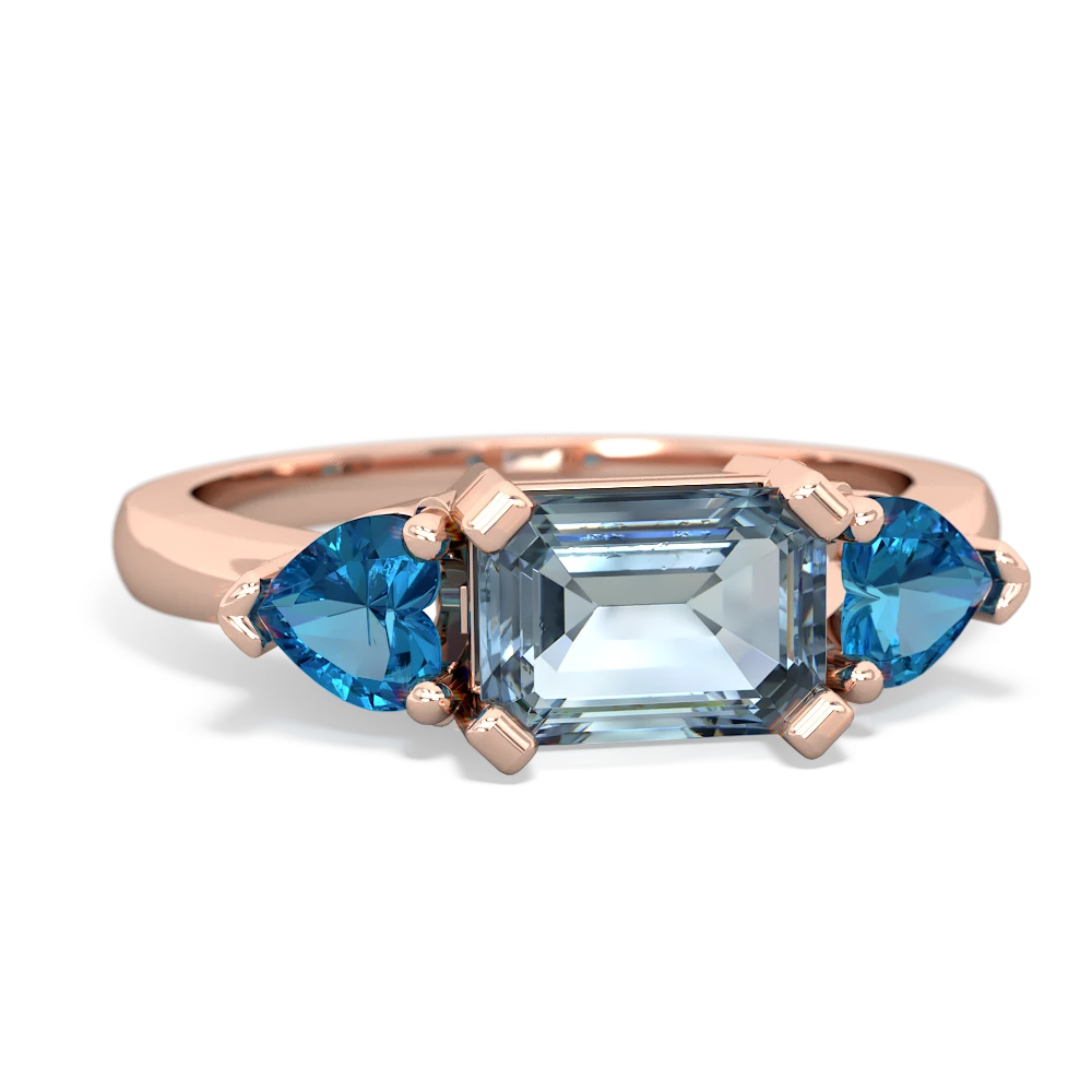 Aquamarine Three Stone 14K Rose Gold ring R5235