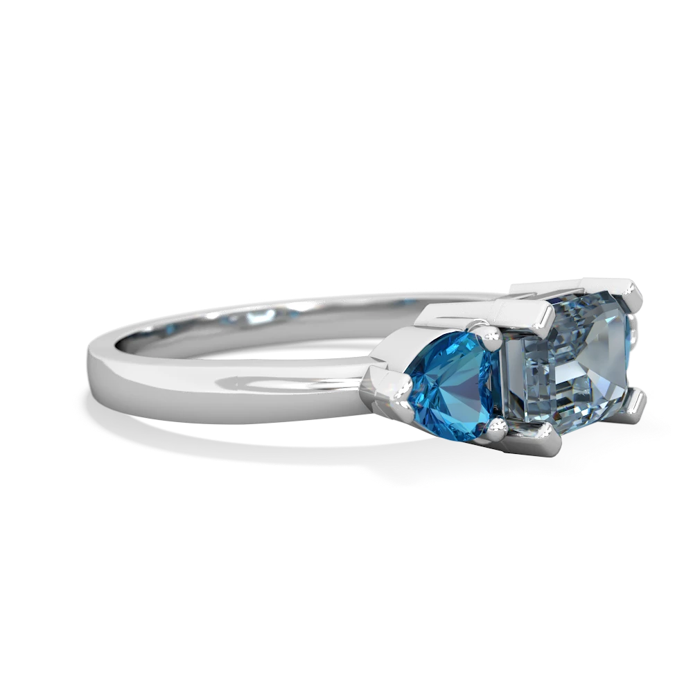 Aquamarine Three Stone 14K White Gold ring R5235