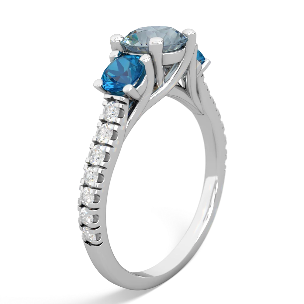 Aquamarine Pave Trellis 14K White Gold ring R5500