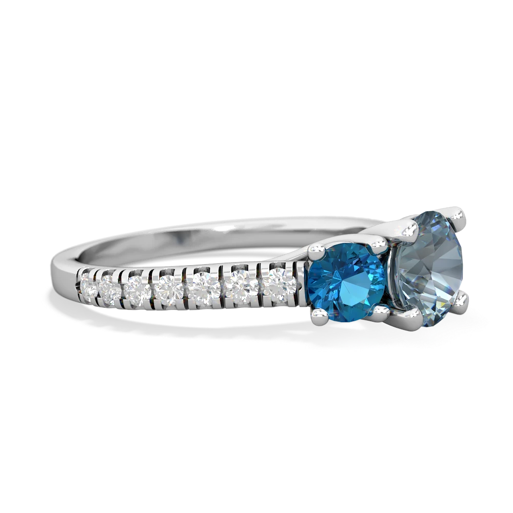 Aquamarine Pave Trellis 14K White Gold ring R5500