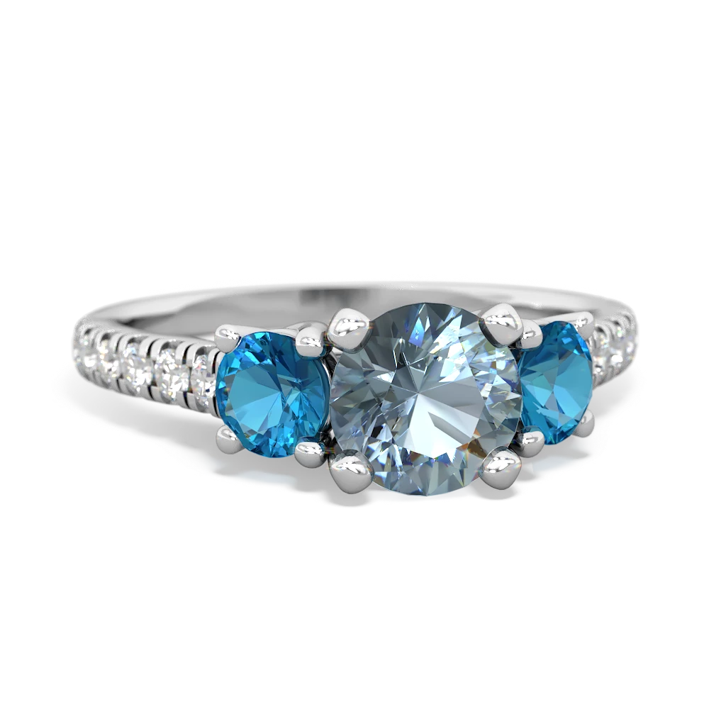 Aquamarine Pave Trellis 14K White Gold ring R5500