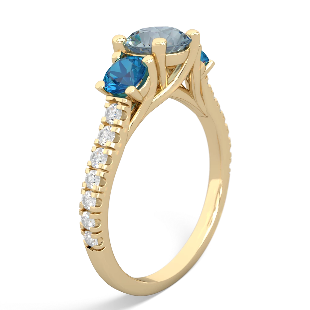 Aquamarine Pave Trellis 14K Yellow Gold ring R5500