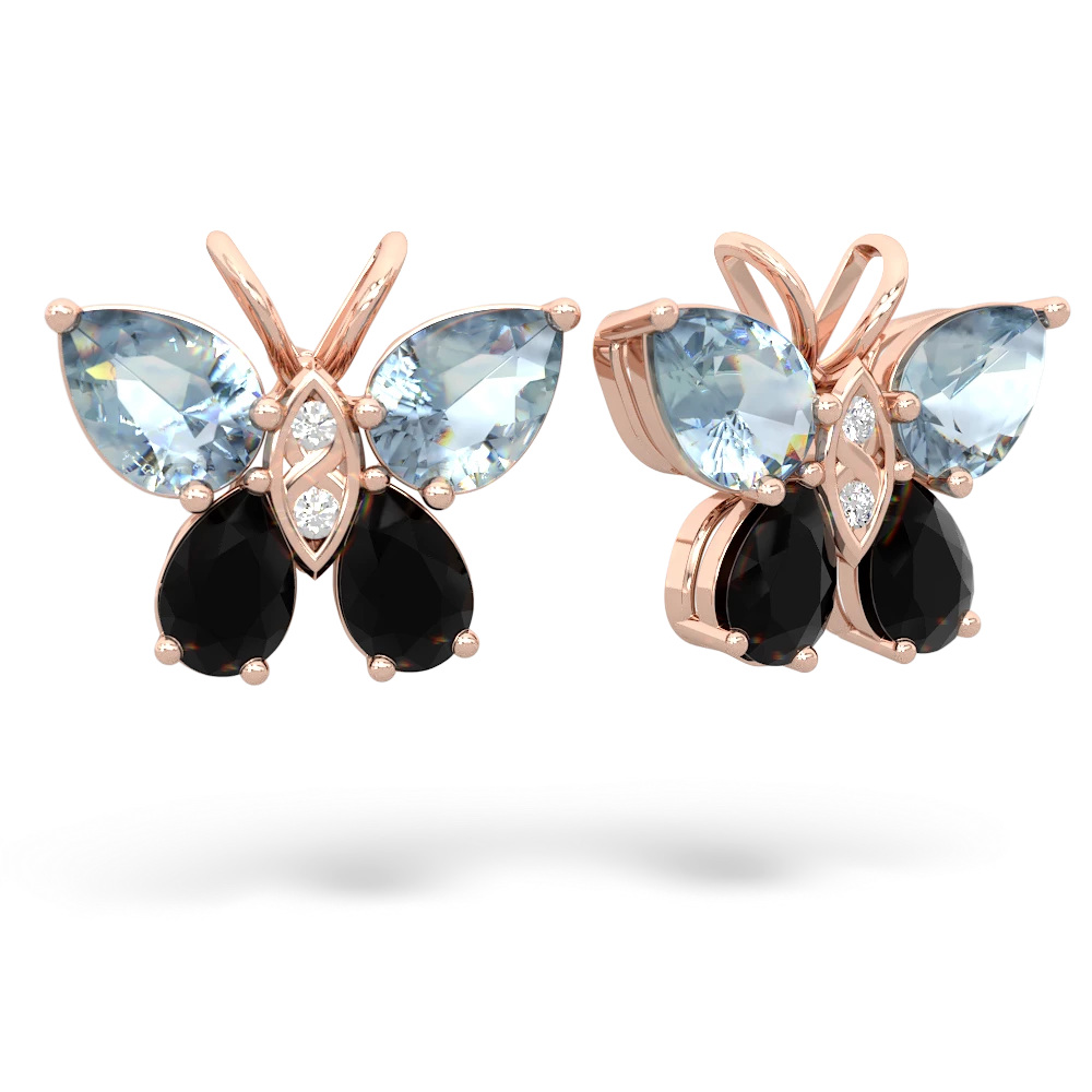 Aquamarine Butterfly 14K Rose Gold earrings E2215