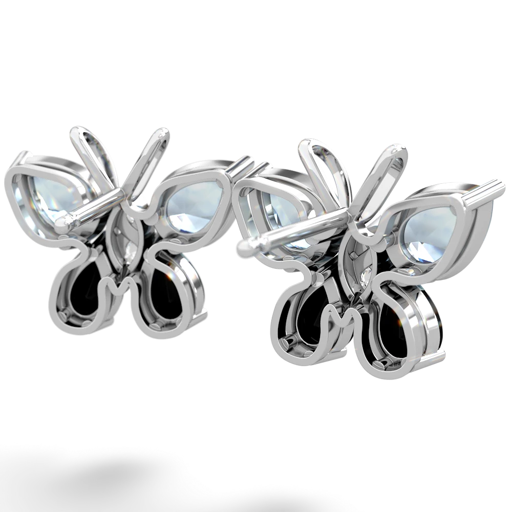 Aquamarine Butterfly 14K White Gold earrings E2215