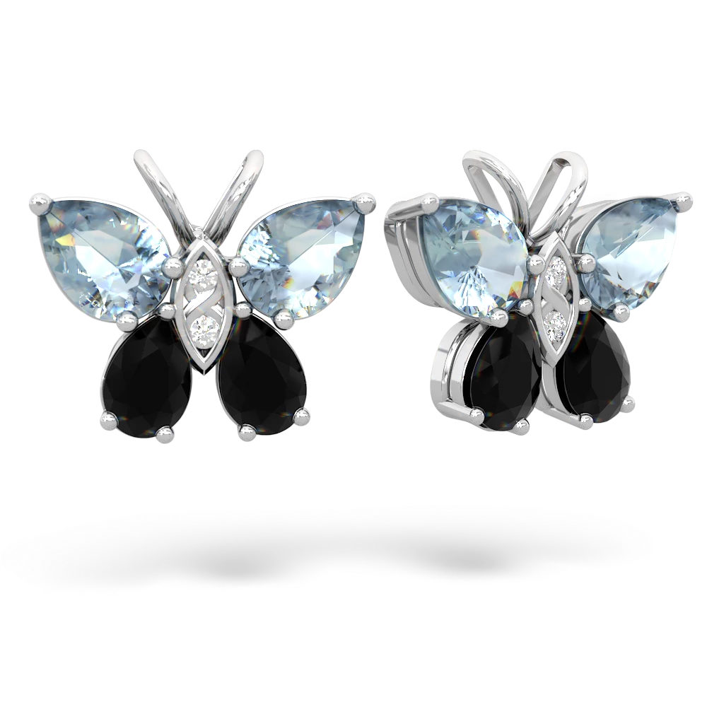 Aquamarine Butterfly 14K White Gold earrings E2215