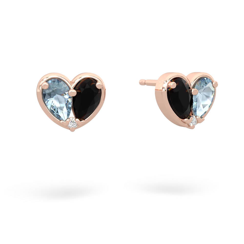 Aquamarine 'Our Heart' 14K Rose Gold earrings E5072