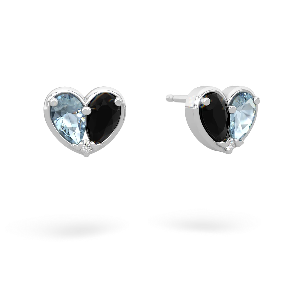 Aquamarine 'Our Heart' 14K White Gold earrings E5072