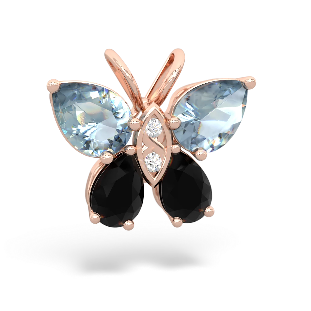 Aquamarine Butterfly 14K Rose Gold pendant P2215