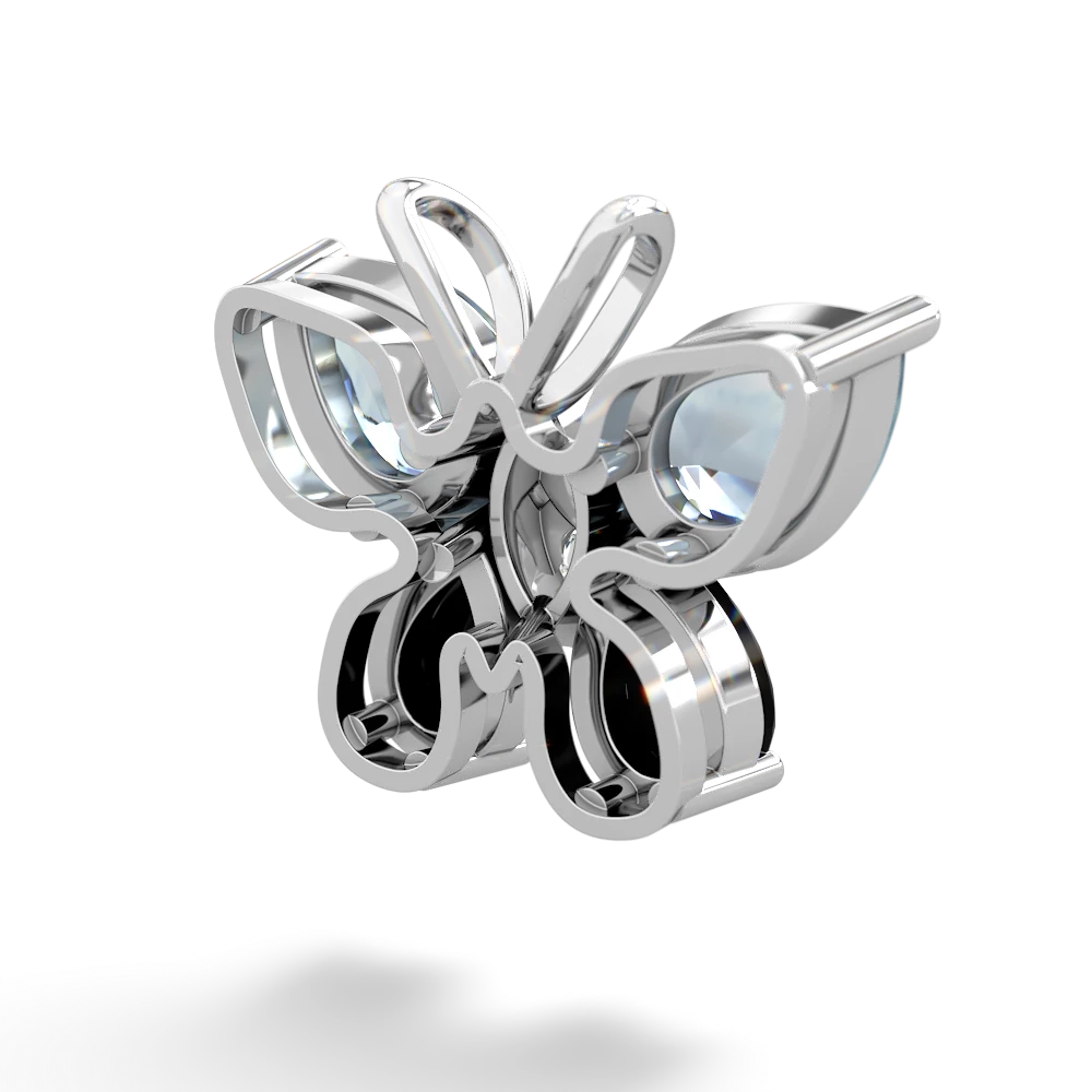 Aquamarine Butterfly 14K White Gold pendant P2215