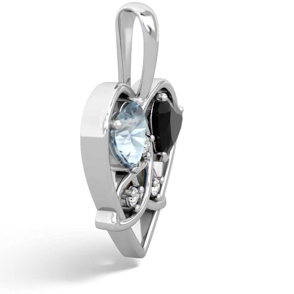 Aquamarine Celtic Trinity Heart 14K White Gold pendant P5331