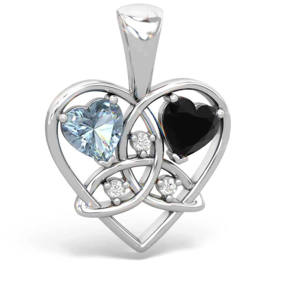 Aquamarine Celtic Trinity Heart 14K White Gold pendant P5331