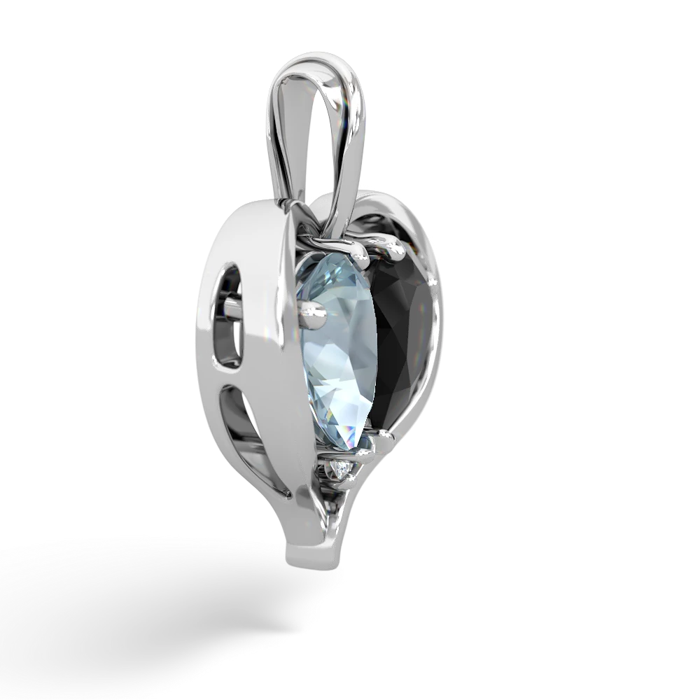 Aquamarine Two Become One 14K White Gold pendant P5330