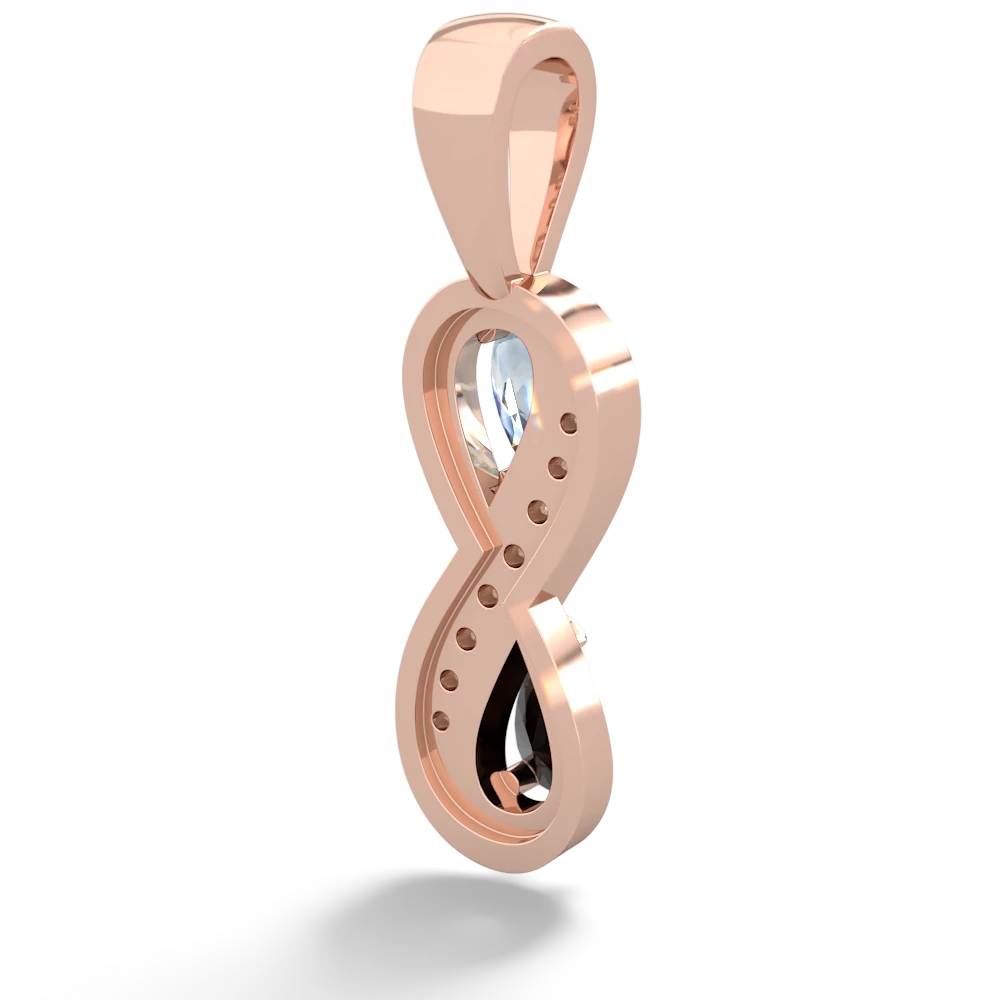 Aquamarine Diamond Infinity 14K Rose Gold pendant P5390