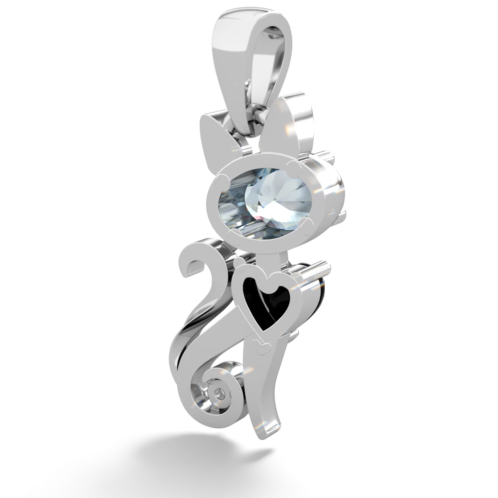 Aquamarine Kitten 14K White Gold pendant P5780