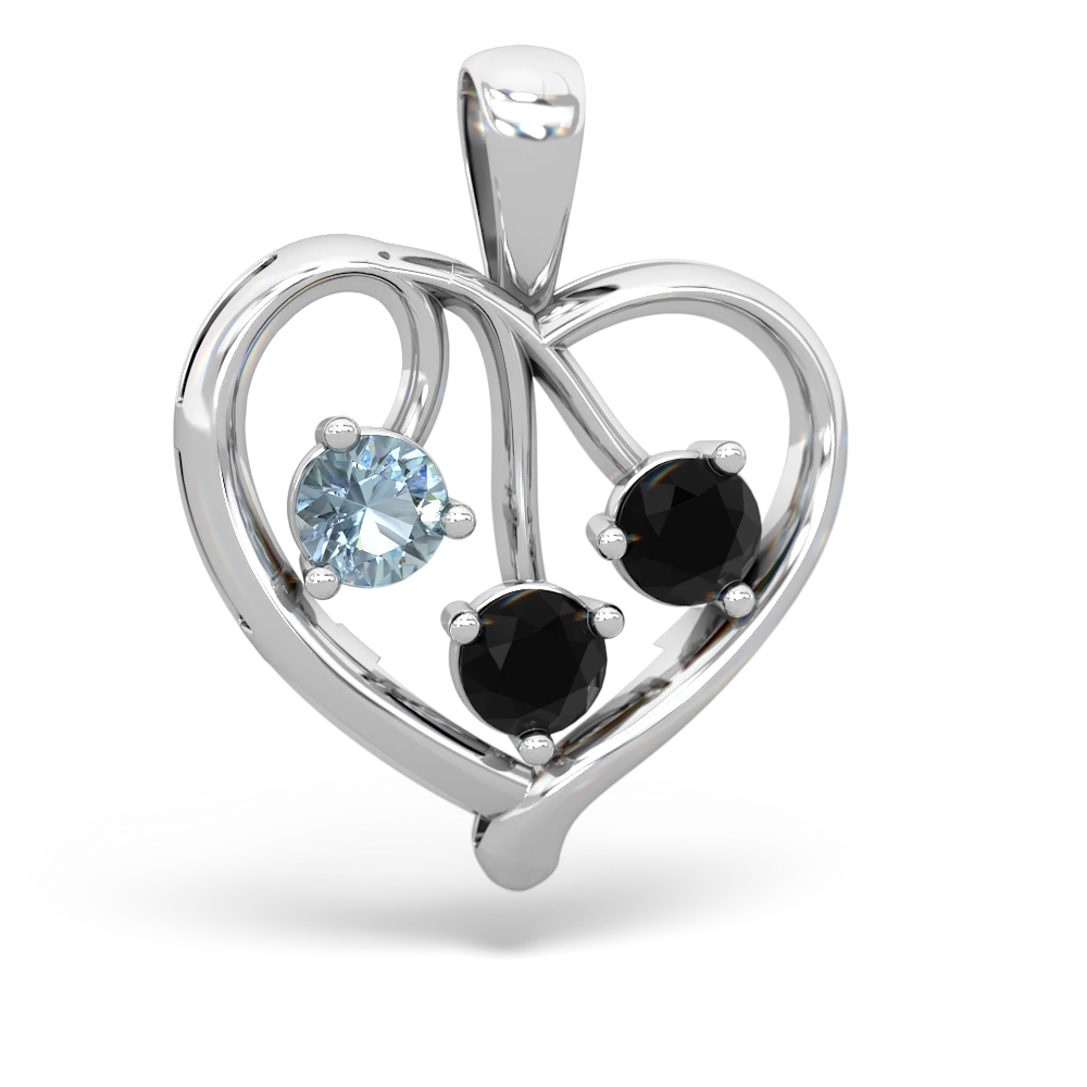 Aquamarine Glowing Heart 14K White Gold pendant P2233