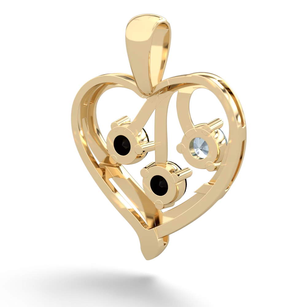 Aquamarine Glowing Heart 14K Yellow Gold pendant P2233