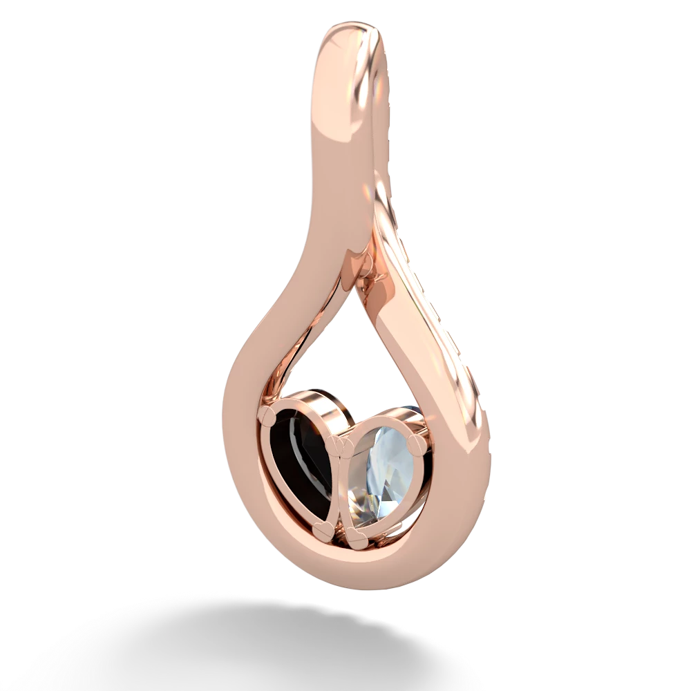 Aquamarine Pave Twist 'One Heart' 14K Rose Gold pendant P5360