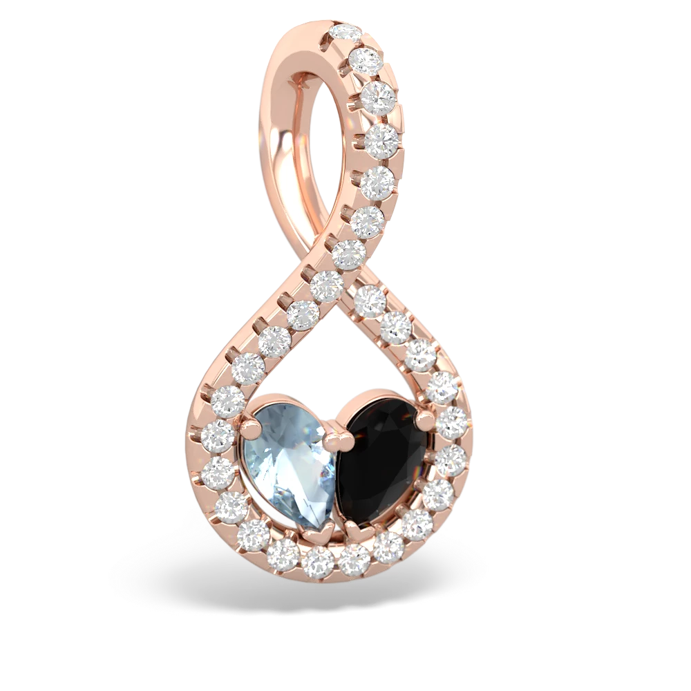 Aquamarine Pave Twist 'One Heart' 14K Rose Gold pendant P5360