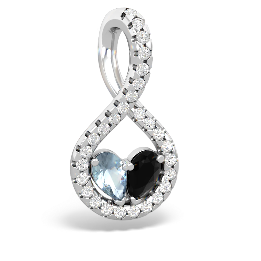 Aquamarine Pave Twist 'One Heart' 14K White Gold pendant P5360