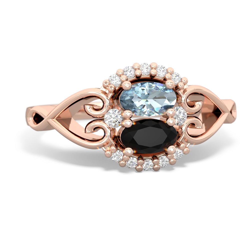 Aquamarine Love Nest 14K Rose Gold ring R5860