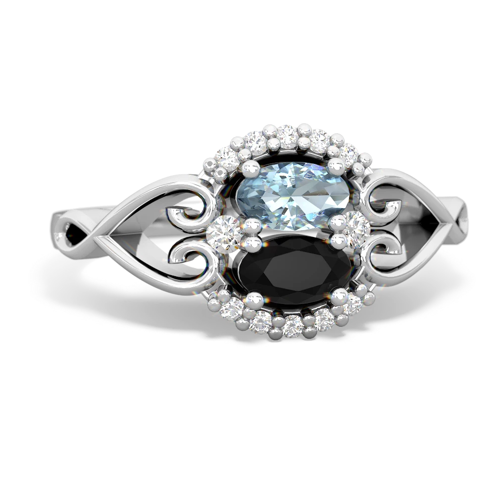 Aquamarine Love Nest 14K White Gold ring R5860