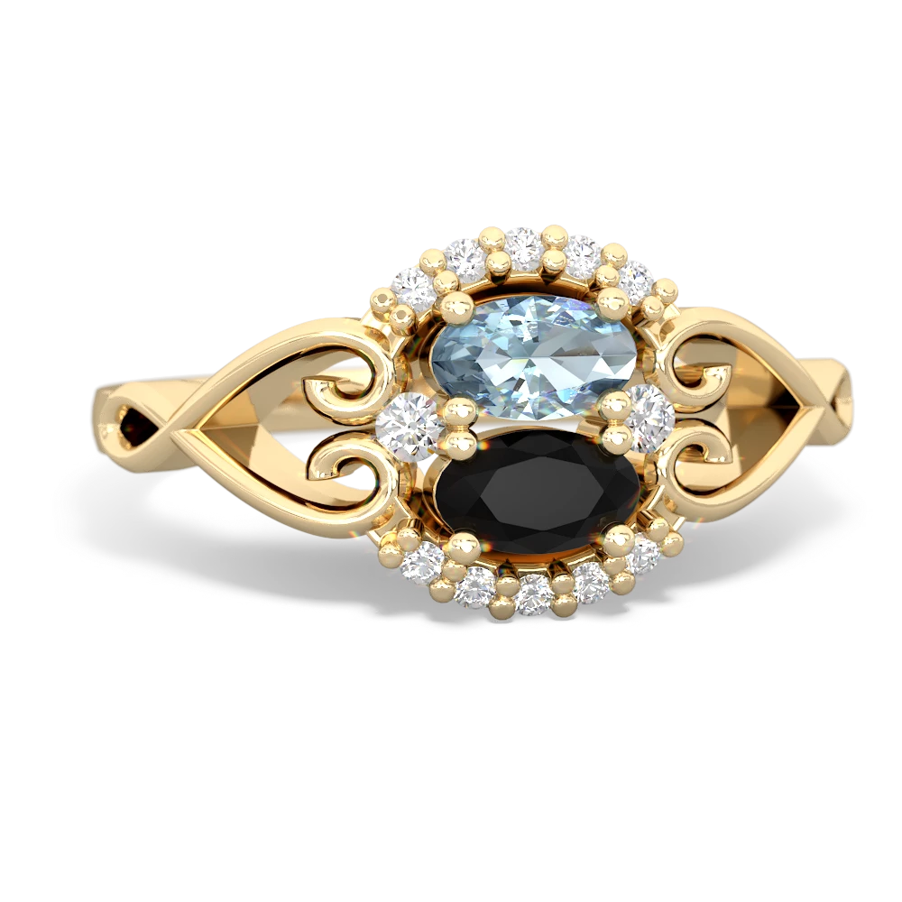 Aquamarine Love Nest 14K Yellow Gold ring R5860