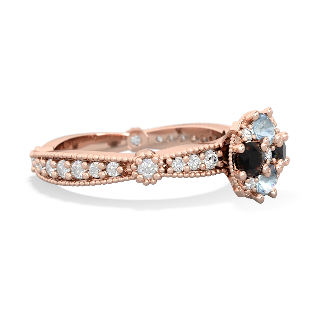 Aquamarine Sparkling Tiara Cluster 14K Rose Gold ring R26293RD