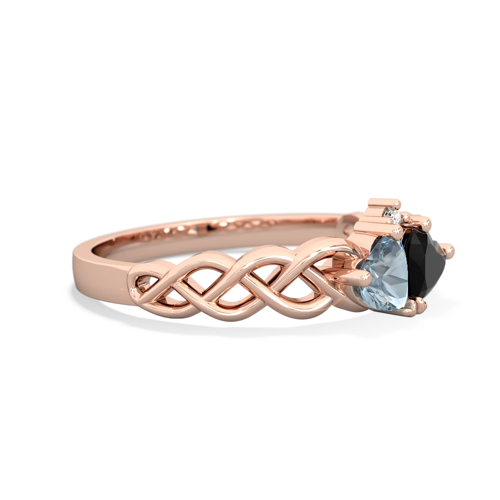 Aquamarine Heart To Heart Braid 14K Rose Gold ring R5870