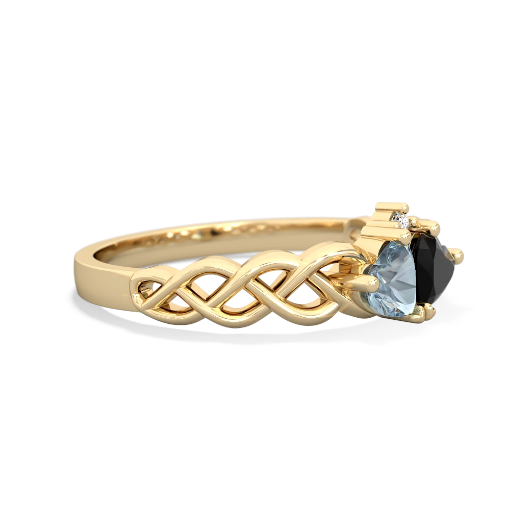 Aquamarine Heart To Heart Braid 14K Yellow Gold ring R5870