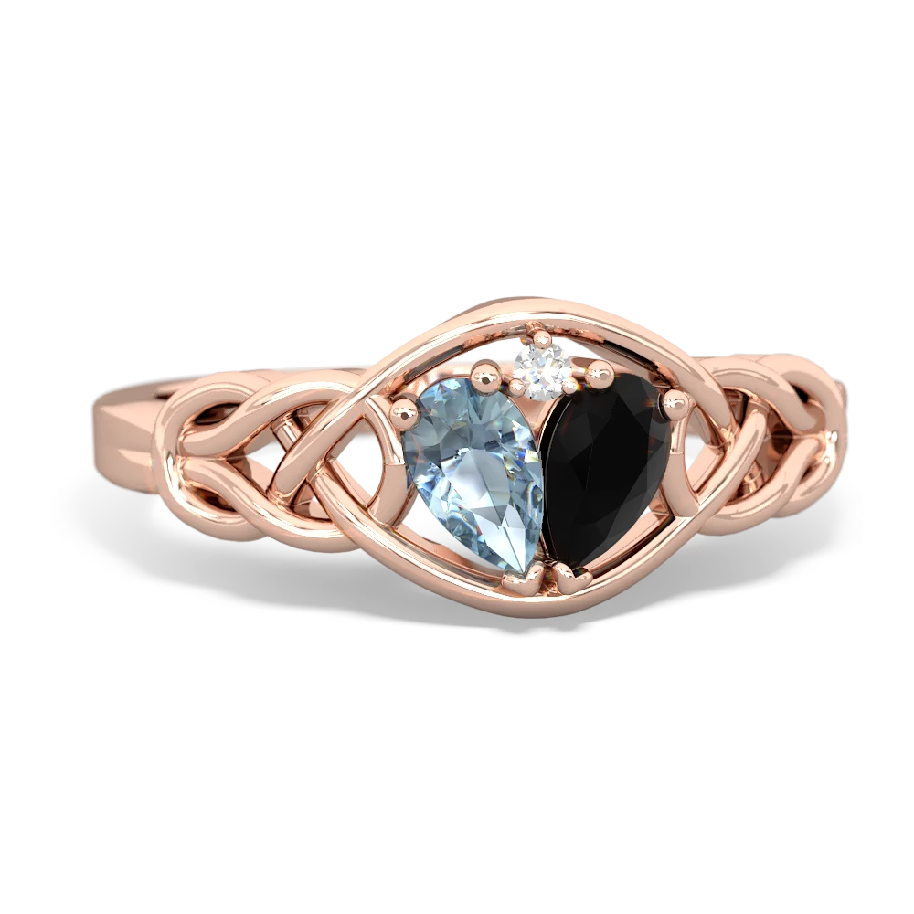 Aquamarine Celtic Love Knot 14K Rose Gold ring R5420