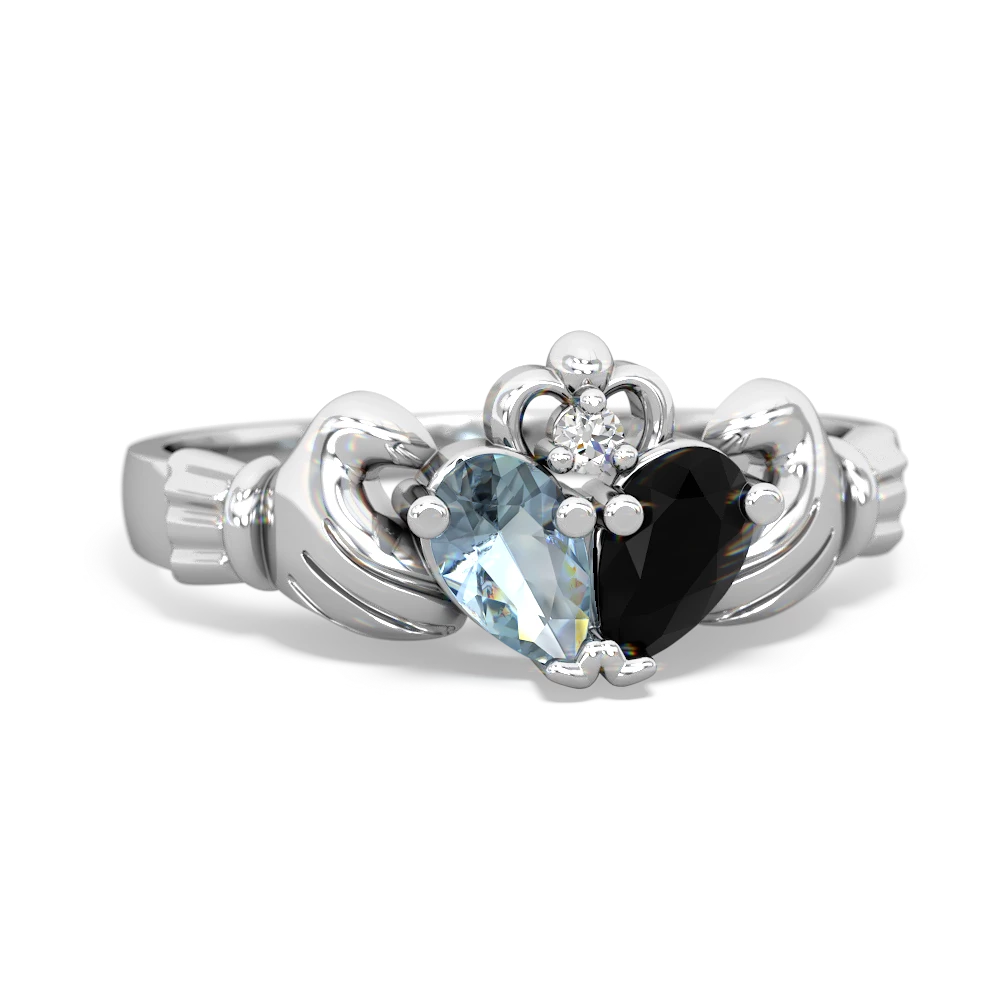 Aquamarine 'Our Heart' Claddagh 14K White Gold ring R2388