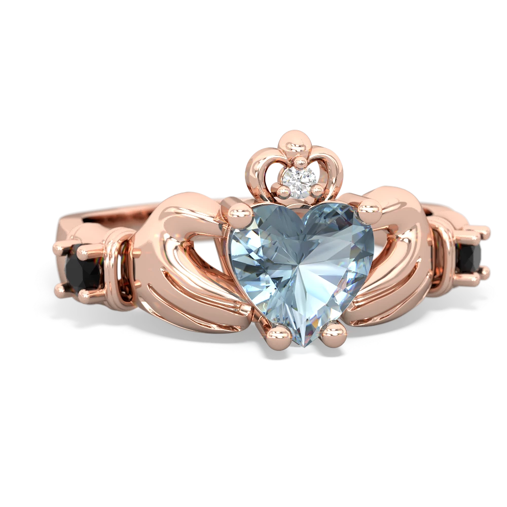 Aquamarine Claddagh Keepsake 14K Rose Gold ring R5245