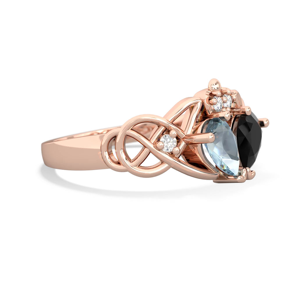 Aquamarine 'One Heart' Celtic Knot Claddagh 14K Rose Gold ring R5322