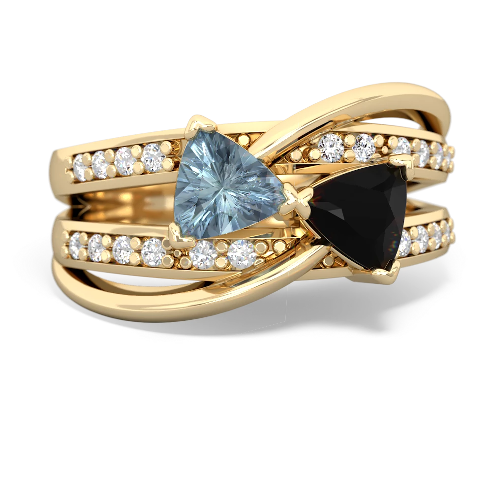 Aquamarine Bowtie 14K Yellow Gold ring R2360