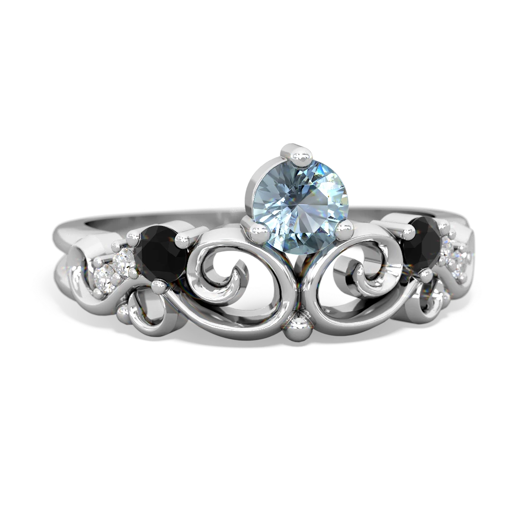 Aquamarine Crown Keepsake 14K White Gold ring R5740