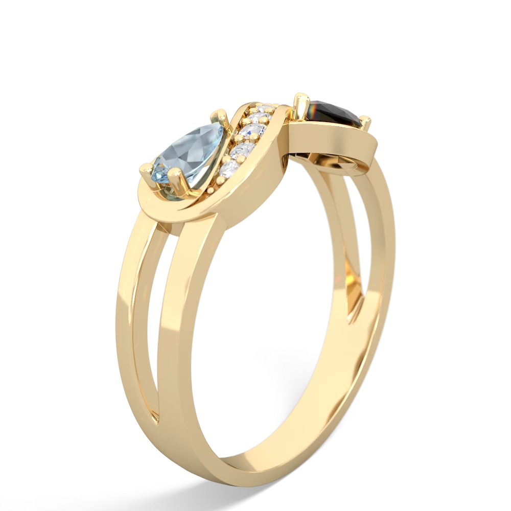 Aquamarine Diamond Infinity 14K Yellow Gold ring R5390