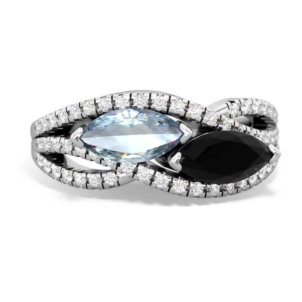 Aquamarine Diamond Rivers 14K White Gold ring R3070