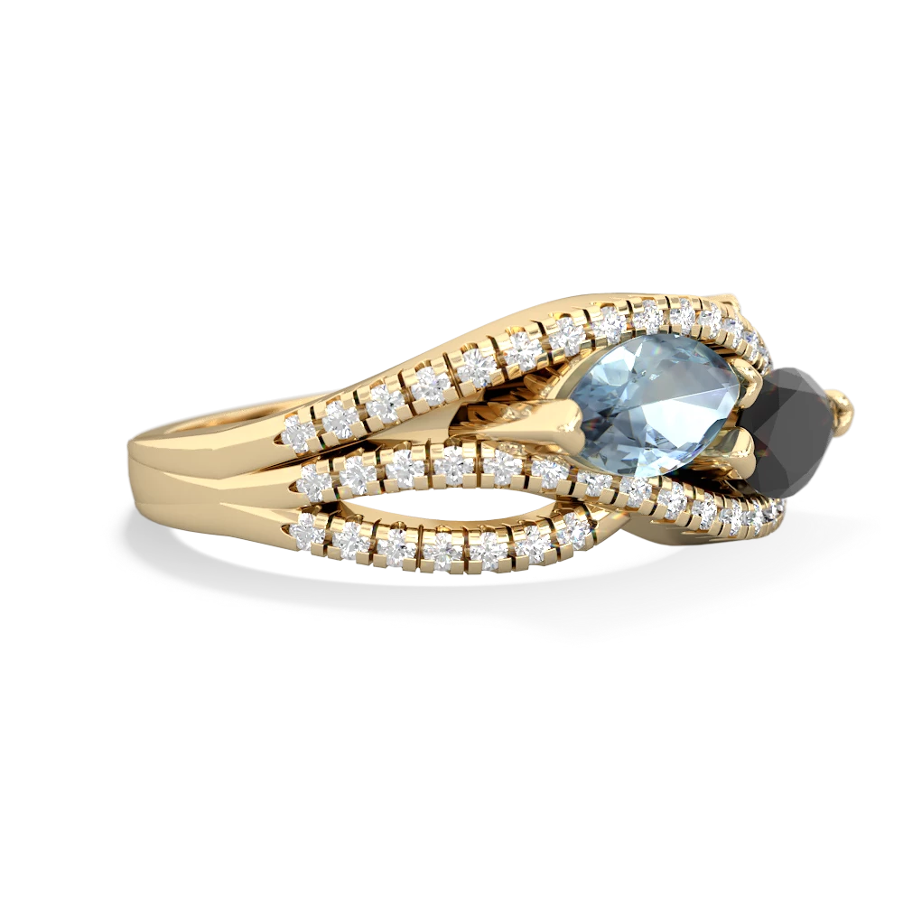 Aquamarine Diamond Rivers 14K Yellow Gold ring R3070