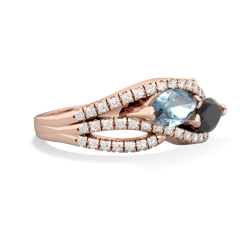 Aquamarine Diamond Rivers 14K Rose Gold ring R3070