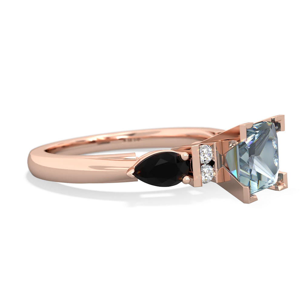 Aquamarine 6Mm Princess Eternal Embrace Engagement 14K Rose Gold ring C2002