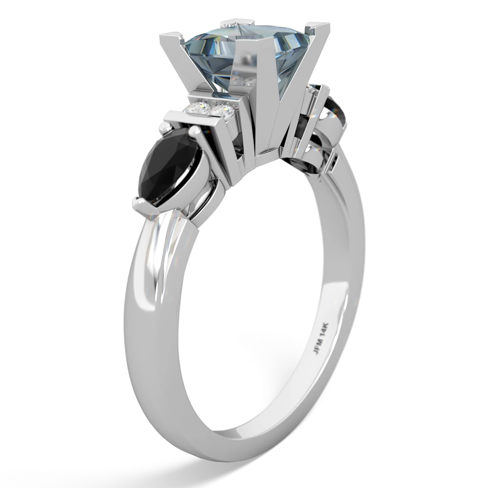 Aquamarine 6Mm Princess Eternal Embrace Engagement 14K White Gold ring C2002