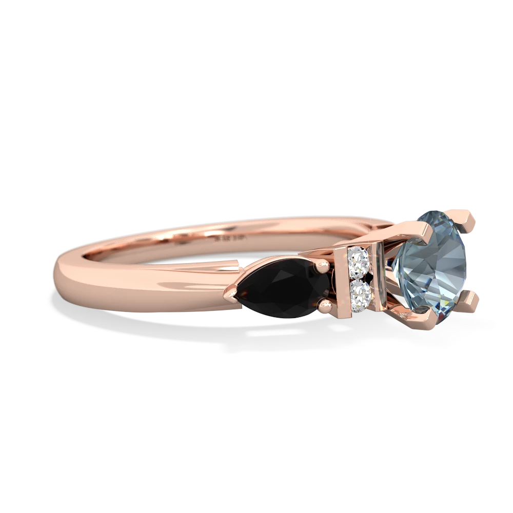 Aquamarine 6Mm Round Eternal Embrace Engagement 14K Rose Gold ring R2005