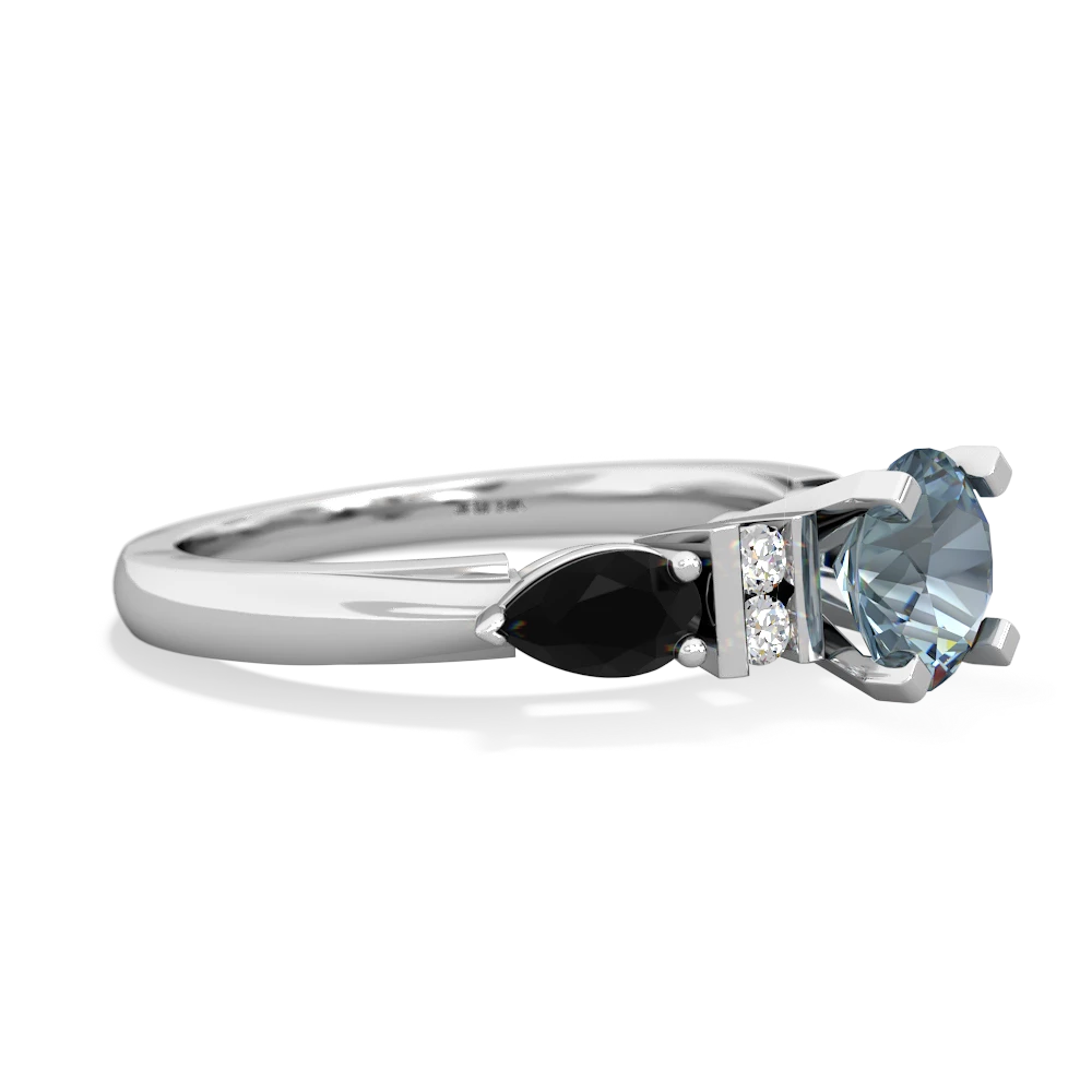 Aquamarine 6Mm Round Eternal Embrace Engagement 14K White Gold ring R2005