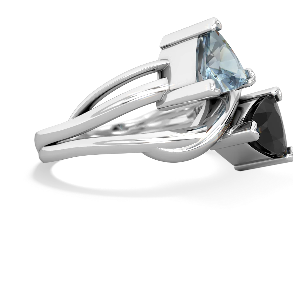 Aquamarine Split Band Swirl 14K White Gold ring R2341
